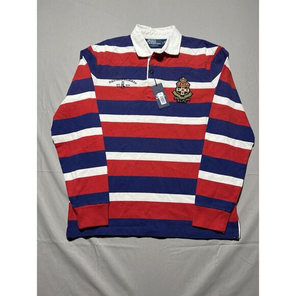 Polo Ralph Lauren Other - Polo Ralph Lauren‎ Rugby Shirt Men's M Striped Embroidered Patchwork Long Sleeve